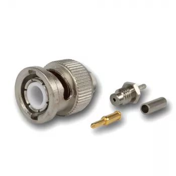 Konektor BNC zástrčka crimp Telegärtner, 50 Ohm, pro RG-178 B/U, přímý, nikl/zlatá, 1 ks