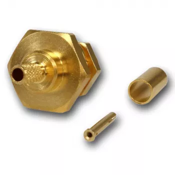 Konektor SMA zásuvka crimp do panelu Telegärtner J01151A0001Z, pro RG-316/U, pozlacený, 50 Ohm, DC-6 GHz