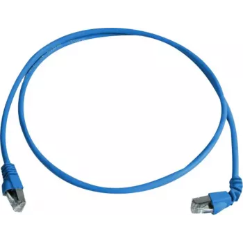 Patch kabel Cat 6A S/FTP Telegärtner, PiMF, modrý, 2,0 m, jeden konec pravoúhlý L00001A0159