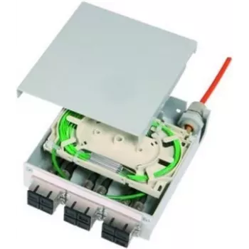 Telegärtner STX DIN Rail Fibre Optic Distributor, 6x ST Duplex Multimode, 12x G50/125 OM2 Pigtails, Splice Cassette (H82050F0001)