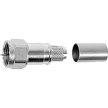 Konektor F samec Telegärtner J01600A0009, přímý, 75 Ohm, crimp/šroub, niklovaná mosaz, pro RG59/RG6