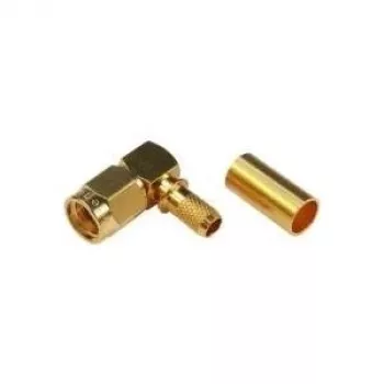Konektor RP-SMA úhlový crimp samec TELEGÄRTNER pro RG-58C/U, 50 Ohm, pozlacený