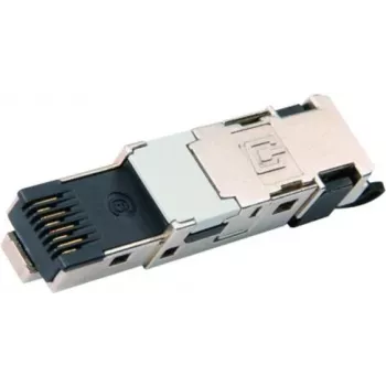 Konektor RJ45 Cat.6A stíněný pro montáž v terénu Telegärtner J80026A0047, bez nástroje, T568B, zinkový odlitek, černý
