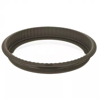 LURCH FlexiForm Quiche Tin 26 cm with Removable Glass Base, 100 % Platinum Silicone, Ø 30 x 4 cm, Brown (85009)