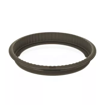 LURCH FlexiForm Quiche Tin 26 cm with Removable Glass Base, 100 % Platinum Silicone, Ø 30 x 4 cm, Brown (85009)