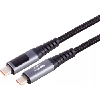 Napájecí kabel S CONN MAXIMUM CONNECTIVITY USB-C na USB-C, 240W PD, integrovaný displej, 1 m 14-59025