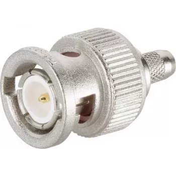 BNC krimpovací samec Telegärtner 75 Ohm pro RG-59 B/U, zlatý kontakt, poniklované tělo J01002F1288Z