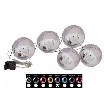 LED sněhová koule EUROPALMS 8 cm, šeříková, 5 ks 83501240