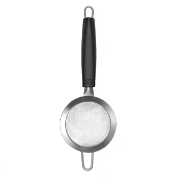 LURCH TANGO Kitchen Sieve 9.5 cm, Black/Silver, Fine Mesh Stainless Steel Strainer with Plastic Handle 230240
