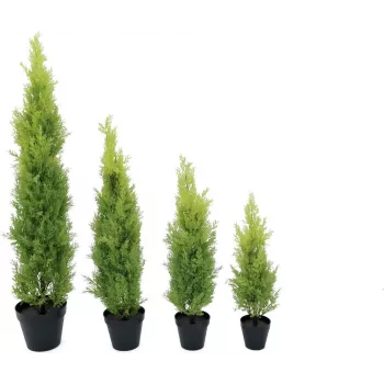 EUROPALMS Leyland Cypress Artificial Plant, 120 cm, Green Foliage, Black Pot 82606964