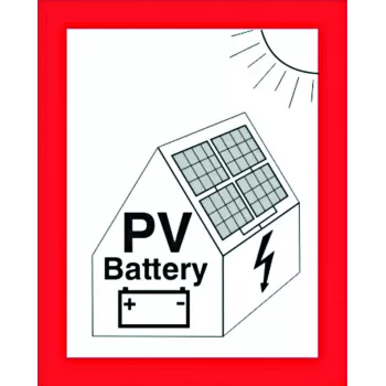 Požární bezpečnostní tabule CIMCO pro fotovoltaické systémy s bateriovým úložištěm, samolepicí fólie, 105 x 148 mm, červená/bílá/černá 182798