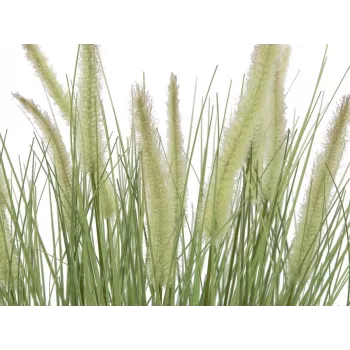 EUROPALMS Flowering Artificial Ornamental Grass, 70cm, White Blooms, Black Pot 82600147