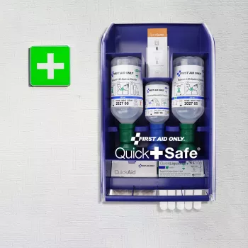Lékárnička First Aid Only Quick+ Safe DIN EN 15154-4, modrá, na zeď, ABS plast, náplň DIN 13157 P-44026 00