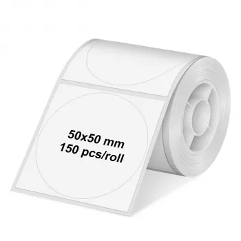 Kulaté bílé papírové etikety Olympia 6324, průměr 50 mm, 150 na roli, permanentní lepidlo