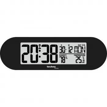 Technoline Radio-Controlled Digital Alarm Clock with Snooze, Date, and Indoor Temperature