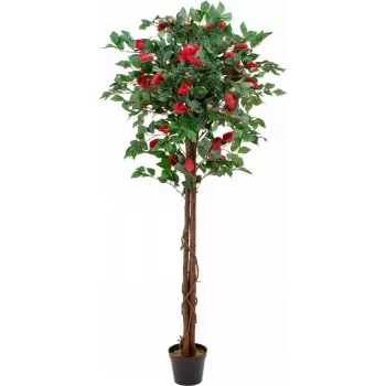 Umělá rostlina kamélie červená s květináčem EUROPALMS, 180 cm 82507226