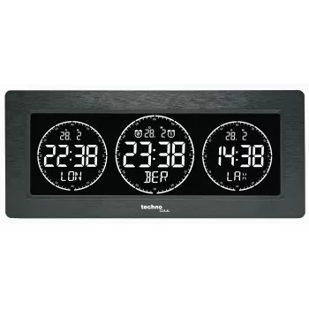 Technoline Digital Table Alarm Clock with Temperature Display, Date, Snooze - Black
