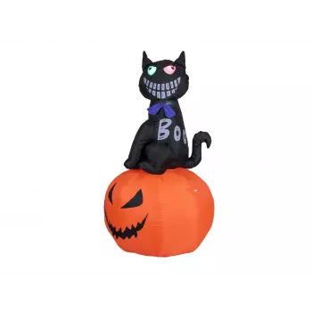 EUROPALMS Halloween Nafukovací figurka kočka s dýní, 183 cm 83316152