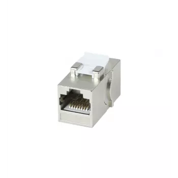 SYNERGY21 S216317V4 Cat6A stíněný RJ45 keystone spojovací modul, zásuvka na zásuvku, slimline krátký, kovové pouzdro