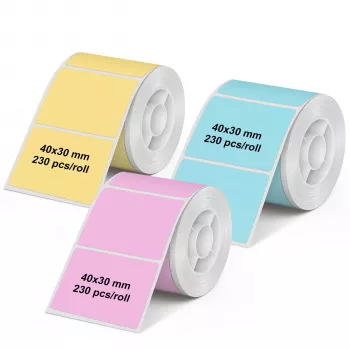 Univerzální přímotermické etikety Olympia 6323, 40 x 30 mm, papír, vícebarevné (růžová, modrá, žlutá), 3 role