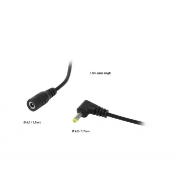 Prodlužovací DC napájecí kabel ALLNET 4,0mm x 1,7mm samec na samici 1,5m černý ALL-Adapt-Ext4.00-1500