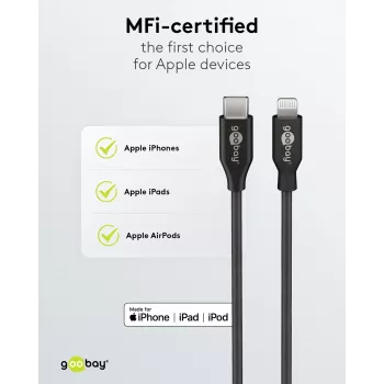 Sada rychlonabíječky do auta Goobay Dual-USB Lightning 27 W - nabíječka do auta USB-C a USB-A s kabelem USB-C na Lightning 72166