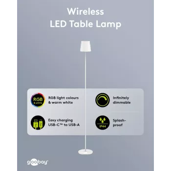Bezdrátová LED stojací lampa WENTRONIC Goobay XL 122 cm RGBW bílá (76572)
