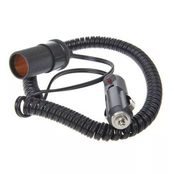 Prodlužovací spirálový kabel IWH 12/24V 10A 3m zástrčka cigaretového zapalovače na zásuvku 019001