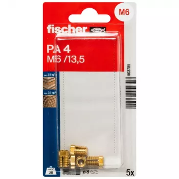 Mosazná hmoždinka Fischer PA 4 M6/13,5 K NV, 1 sada (503785)
