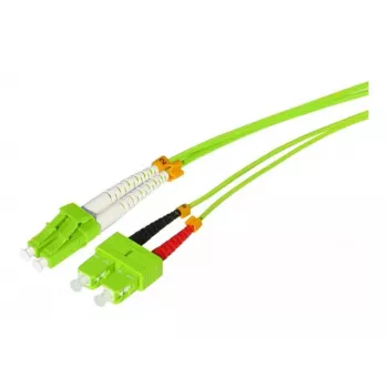 Vláknový patch kabel Tecline HD OM5, LC Duplex na SC Duplex, 50/125 µm, limetkově zelený, 10 m 796LS10