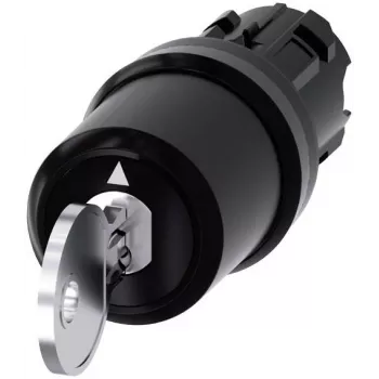 Klíčový spínač Siemens SIRIUS ACT, 22mm, 2 polohy, aretovaný, 90°, černý plastový přední kroužek, klíč SSG10 3SU10005HJ010AA0