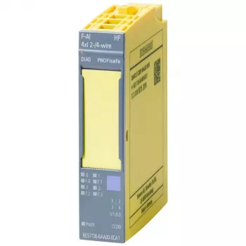 Bezpečnostní analogový vstupní modul Siemens SIMATIC ET 200SP F-AI 4xI (0)4..20mA HF, 4 kanály, 16bit, SIL 3, PL e, šířka 20 mm, 6ES7136-6AA00-0CA1