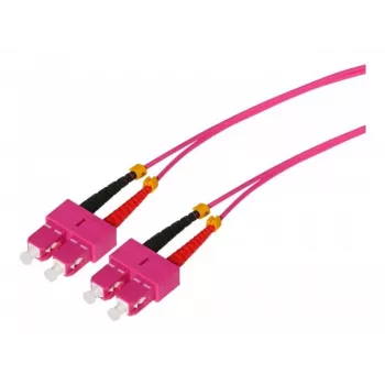 Optický patch kabel Tecline HD OM4 multimode, SC duplex na SC duplex, 50/125 µm, vřesově fialový, 2 m 798SS02