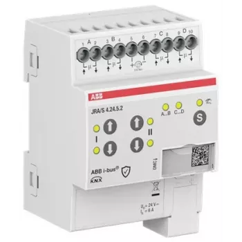 KNX aktor pro žaluzie/rolety ABB JRA/S4.24.5.2, 4násobný, 24V AC/DC, ruční ovládání, DIN lišta 2CDG110298R0011