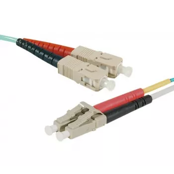 Vláknový optický patch kabel EXERTIS CONNECT, 50/125 µm, OM3, SC Duplex na LC Duplex, tyrkysový, 4,0 m