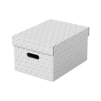 Úložná krabice LEITZ 628282 Home Medium, sada 3 ks, bílá, 100% recyklovaná vlnitá lepenka, odnímatelné víko, stohovatelná