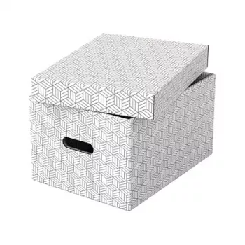 Úložná krabice LEITZ 628282 Home Medium, sada 3 ks, bílá, 100% recyklovaná vlnitá lepenka, odnímatelné víko, stohovatelná