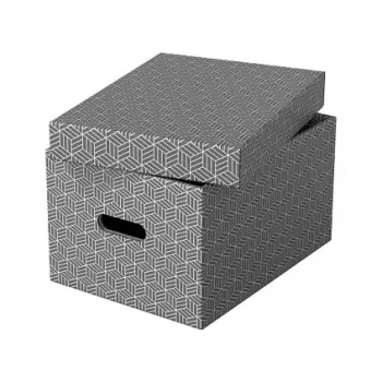 Úložná krabice Esselte Home M, 17,5 l, 26,5 x 36,5 x 20,5 cm, balení 3 ks, bílá/šedá (628283)