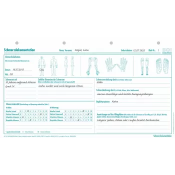 BOI Dokutech Pain Documentation Forms, A4, 50 Sheets, Loose-leaf, White 9206-00239