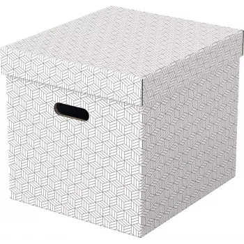 Sada úložných boxů LEITZ Home Cube, 3 ks, bílá, 100% recyklovaná vlnitá lepenka, odnímatelné víko 628288