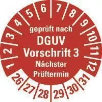 HEIN Industrieschilder DGUV V3 kontrolní štítek NP26-31, kulatý 20 mm, trvale lepicí, bílý, 500/role 185658