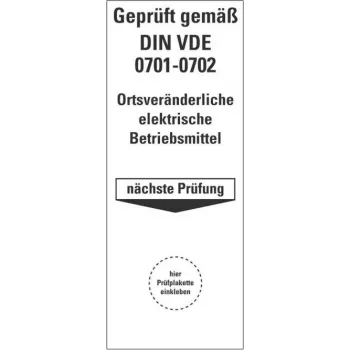 HEIN 178140 kontrolní štítek pro DIN VDE 0701-0702, samolepicí, žlutý, 50 x 25 mm, 100 etiket