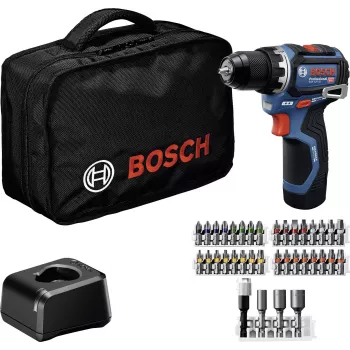 Akumulátorový kombinovaný vrtačkový šroubovák Bosch Professional 12 V 2 Ah bezuhlíkový se 2 akumulátory a nabíječkou 0615A500CF