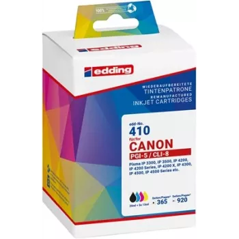 Sada kompatibilních inkoustových kazet Edding 18-410-01 pro Canon PGI-5BK & CLI-8 (černá, cyan, magenta, žlutá)