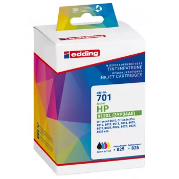Multipack inkoustových kazet Edding 18-701 pro HP 912XL, černá/azurová/purpurová/žlutá