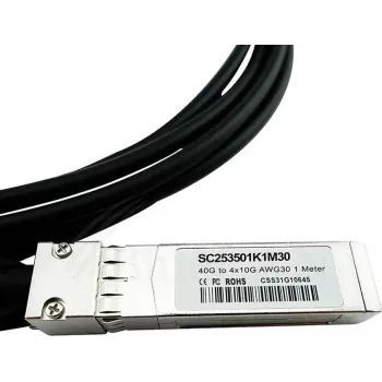Pasivní propojovací kabel BlueLAN LSWM1QSTK3-BL 40GBASE-CR4 QSFP na 4x10GBASE-CR SFP+, 1 m, AWG30