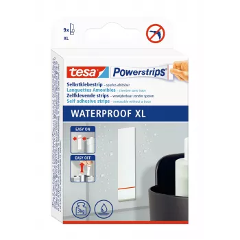 Lepicí pásky Tesa Powerstrips Waterproof XL pro až 9 kg, bílé, 9 pásků 40519-00000-00