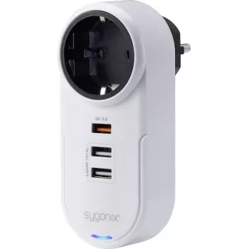 Zásuvkový adaptér Schuko Sygonix SY-4512994 se 2 USB nabíjecími porty, bílá