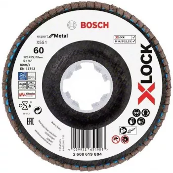 Lamelový brusný kotouč Bosch X-LOCK R780 Best for Inox 125 mm P60 zirkonkorund kuželový typ 29 2608619804