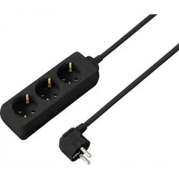 Sygonix SY-4890978 Power Strip Black Schuko 3 Sockets 1.5 m Surge Protection